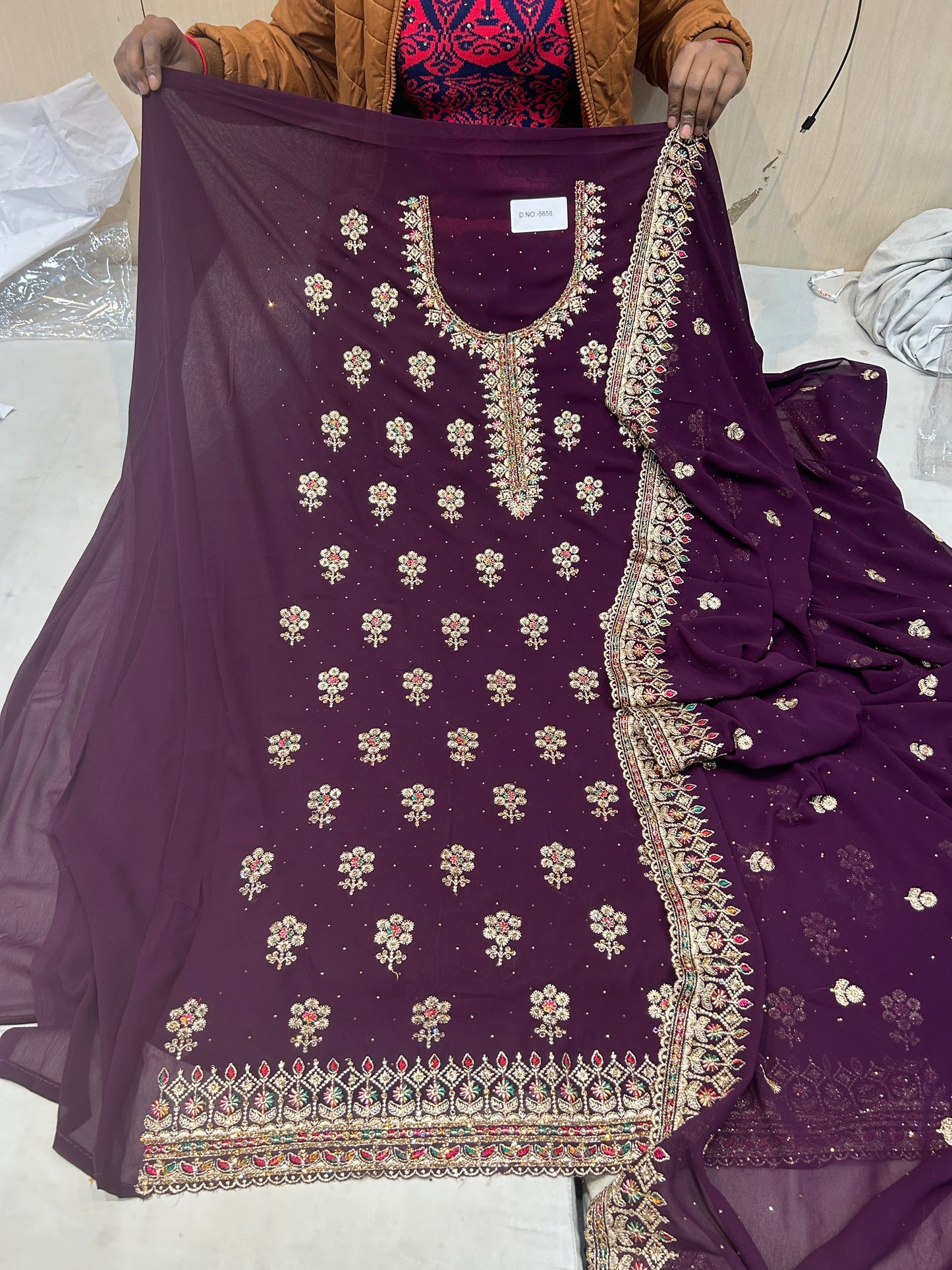 Purple Fancy women Unstitched Suit