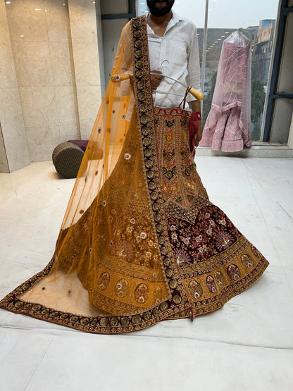 Amazing Mustard Handwork yellow Lehenga