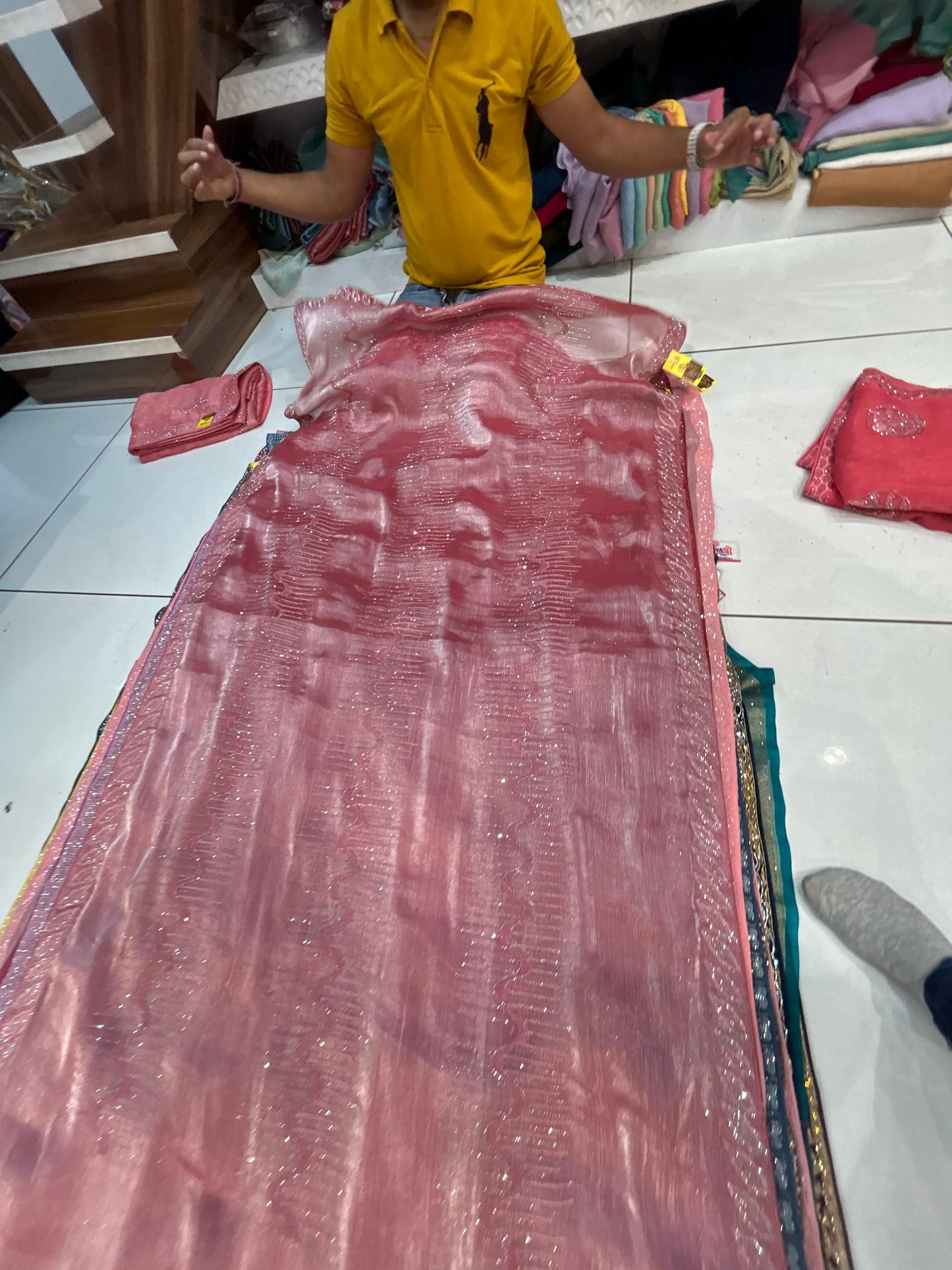 Extraordinary pink Lilac peach saree