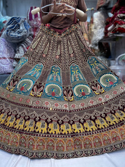 Beautiful peacock maroon bridal lehenga