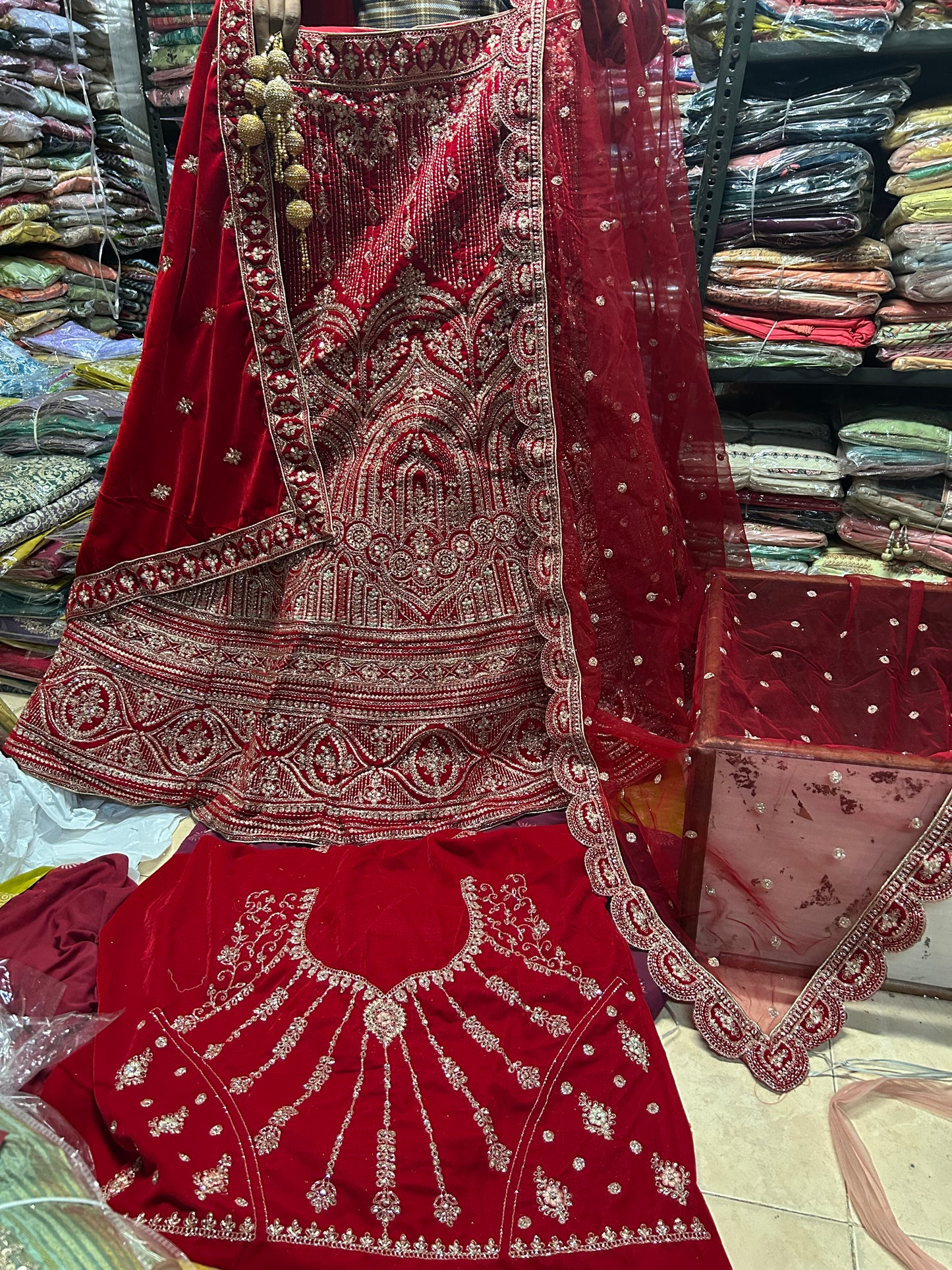 Delightful red bridal lehenga