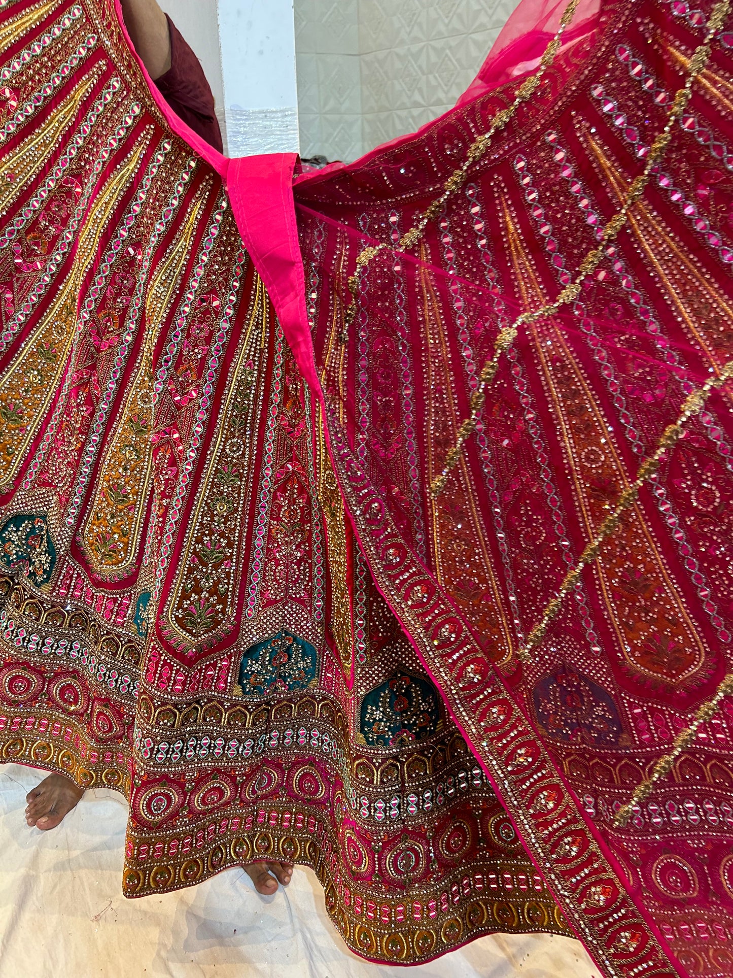 Dark pink bridal Lehenga