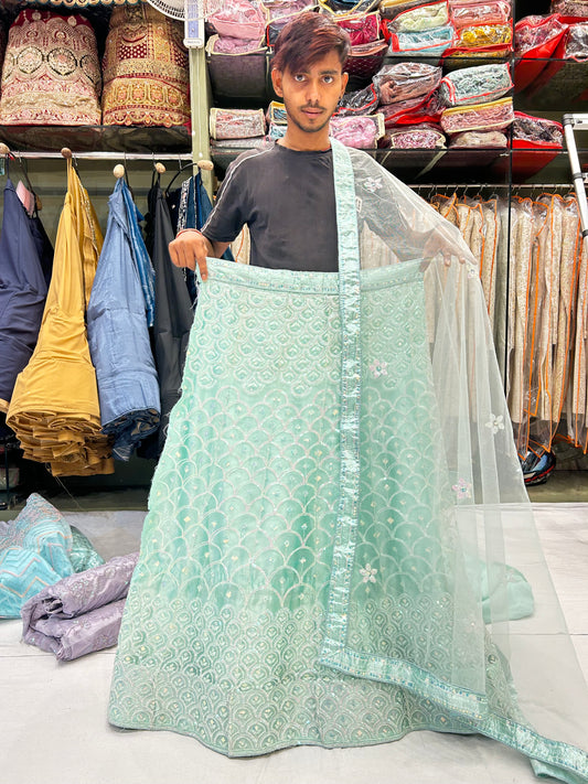 Royal sky-blue Lehenga 🥰