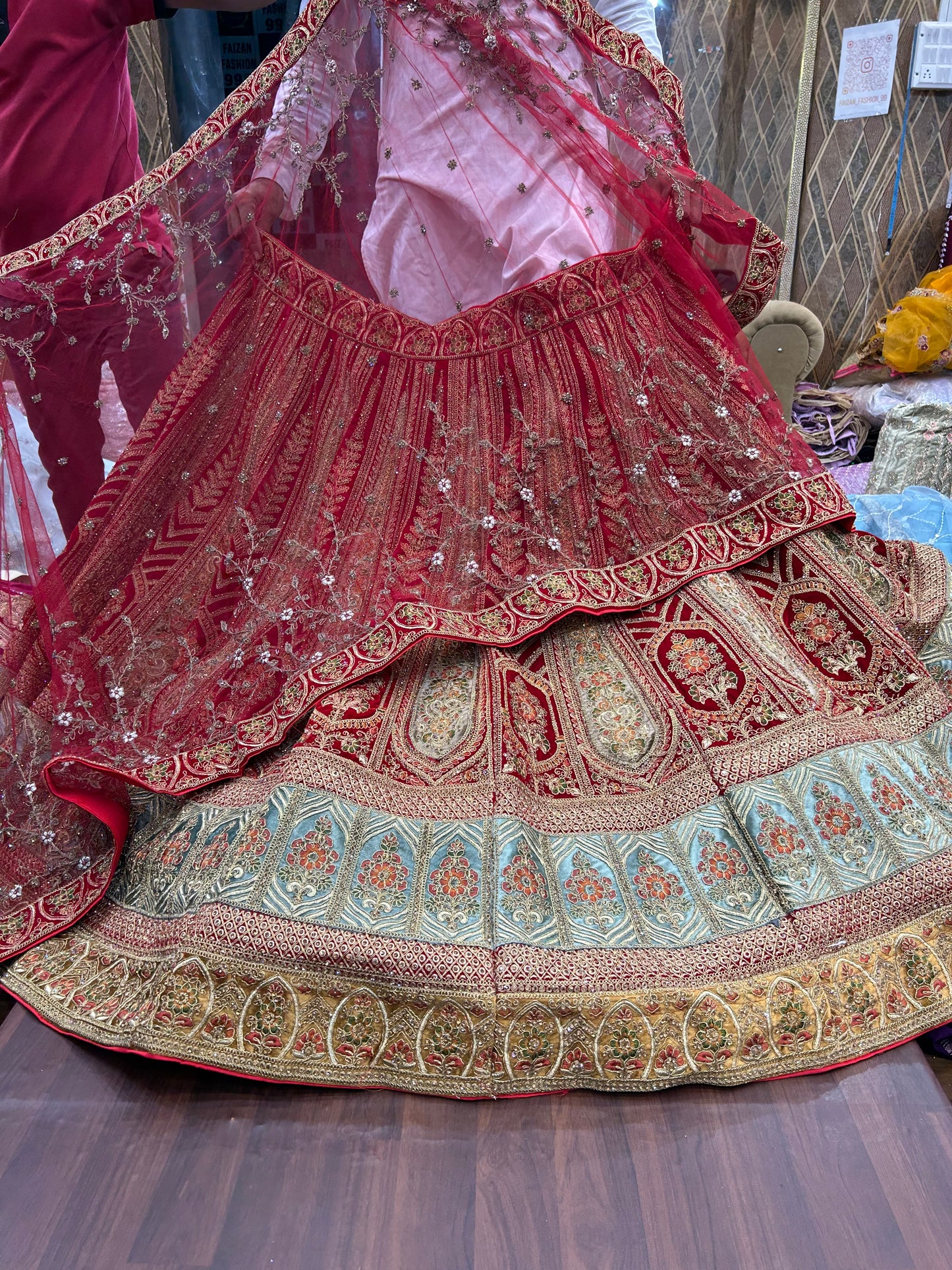 Lavishing red bridal lehenga