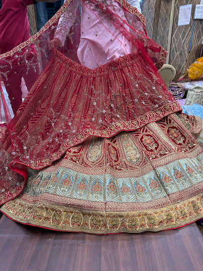 Lavishing red bridal lehenga