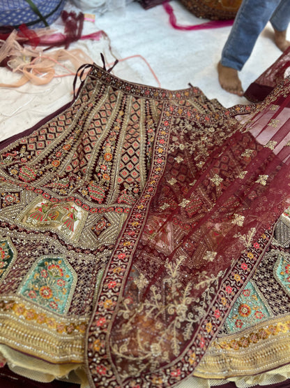 Fantastic maroon doli barat bridal lehenga