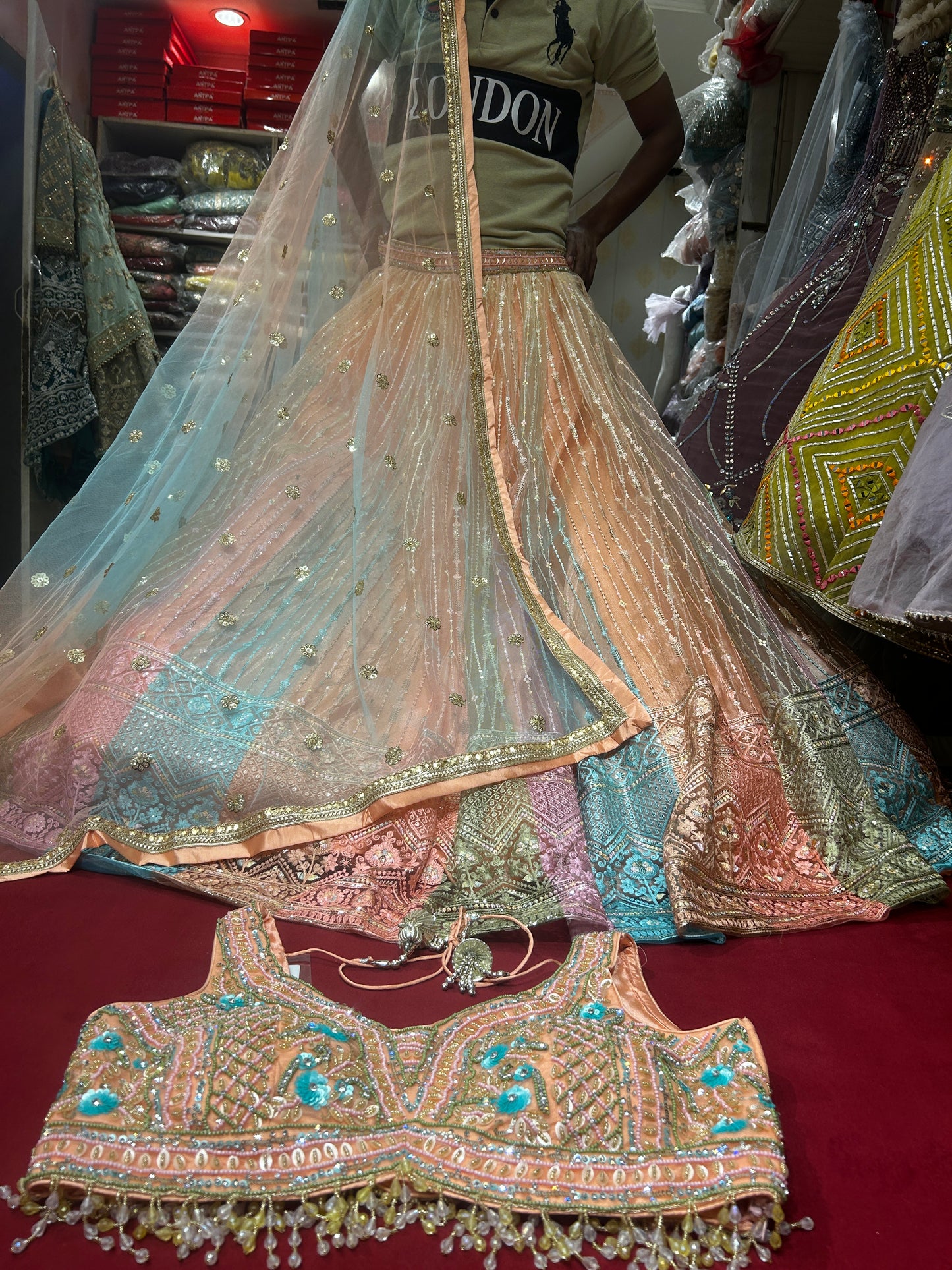 Fantastic Multi Colour Kali Lehenga