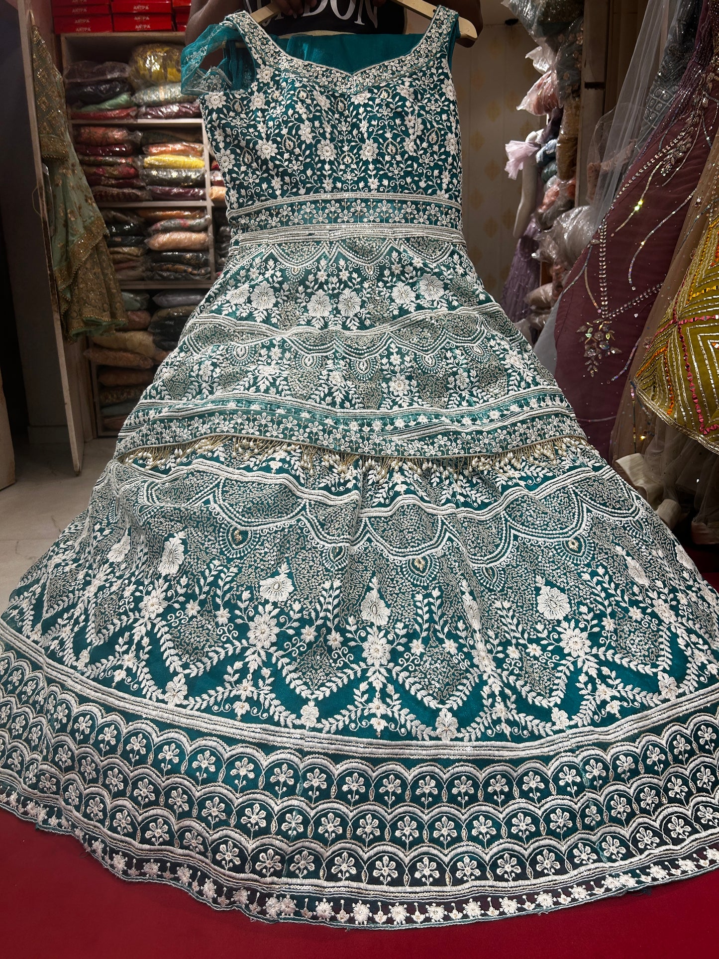 HEAVY work Peplum Gown Dress LEHENGA Blue