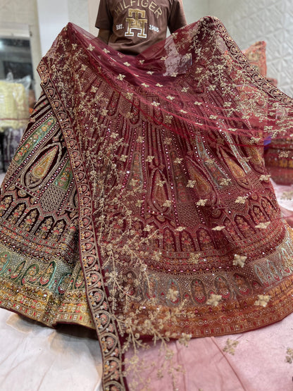 Fair maroon bridal lehenga