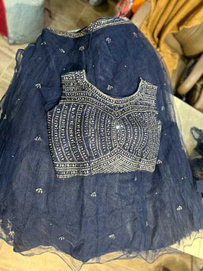 Beautiful Heavy blouse blue crop top lehenga