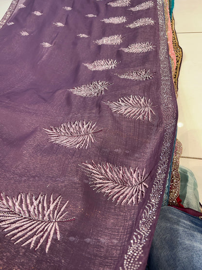 Dreamy Purple leaf saree