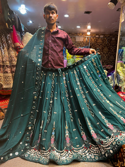 Fantástica lehenga mehendi verde Rama