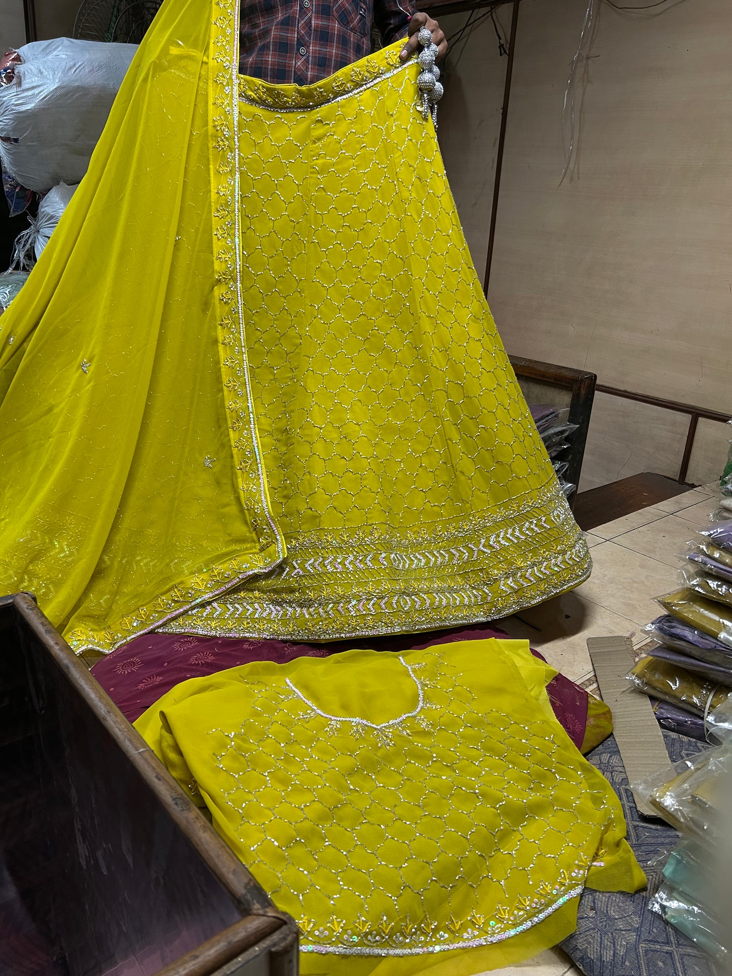 Trendy yellow haldi mehendi lehenga