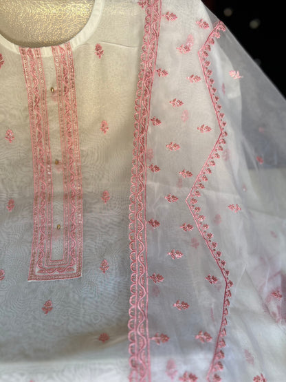 Fair white pink Unstitched suit