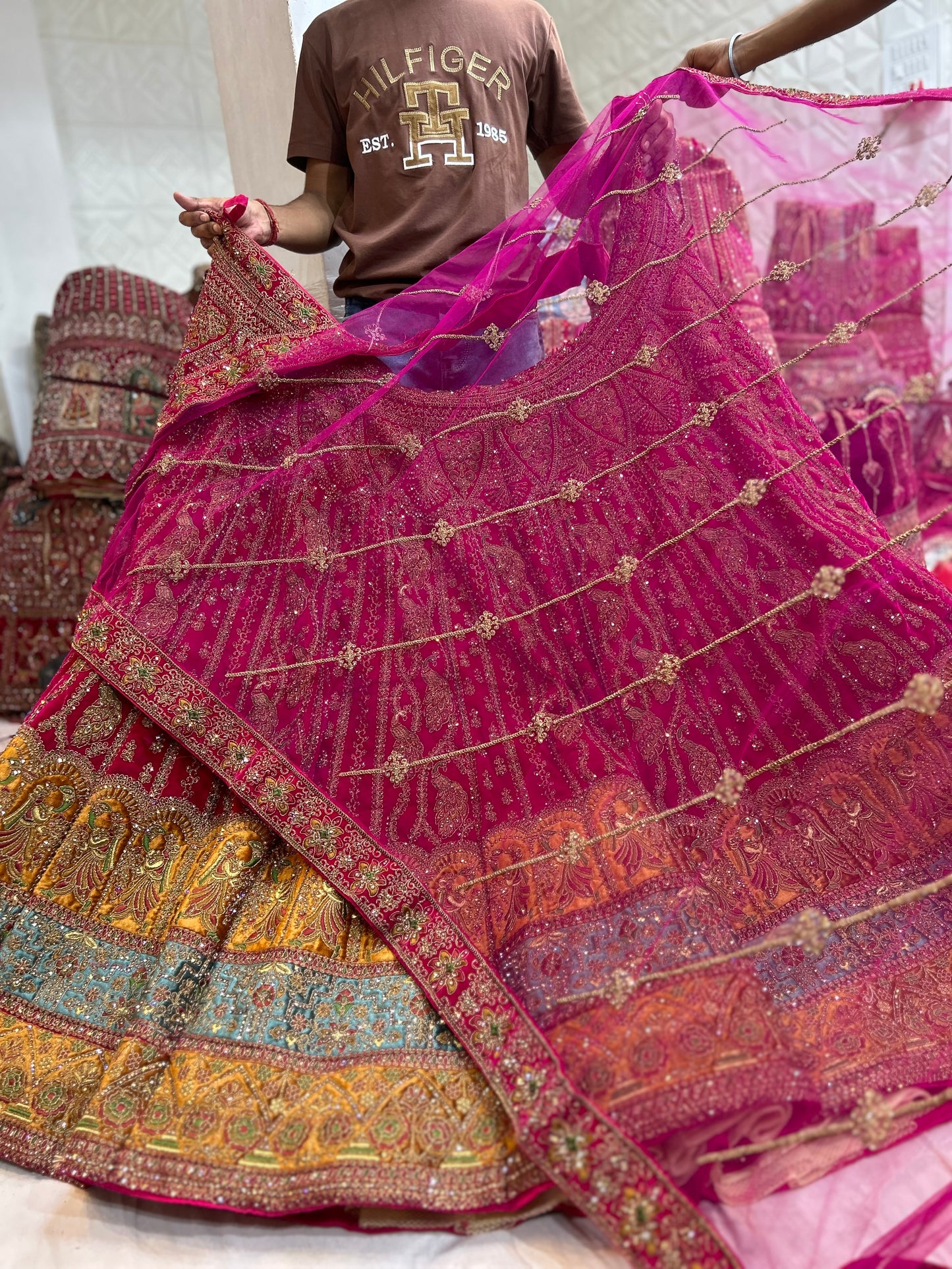 Designer rani pink bridal lehenga