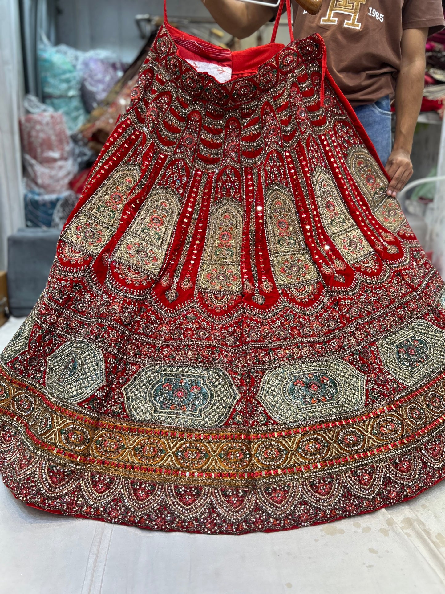 Tremendous red bridal lehenga