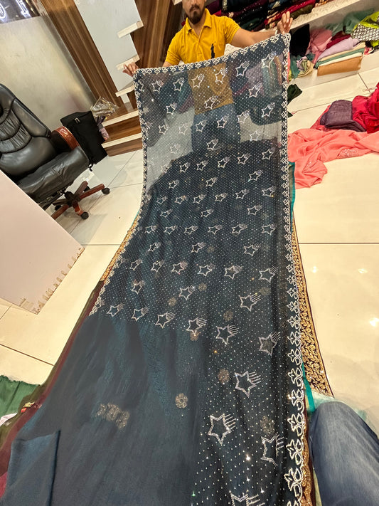 Stylish blue star saree