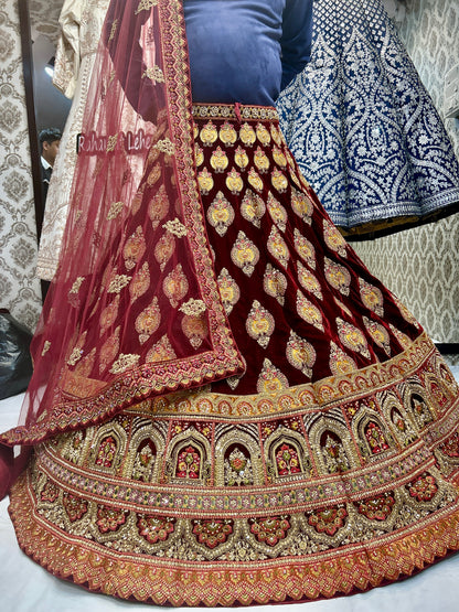 Red Bridal Handwork Lehenga