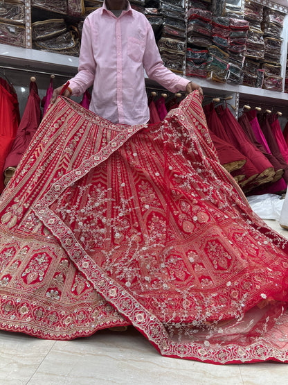 Charming red bridal lehenga