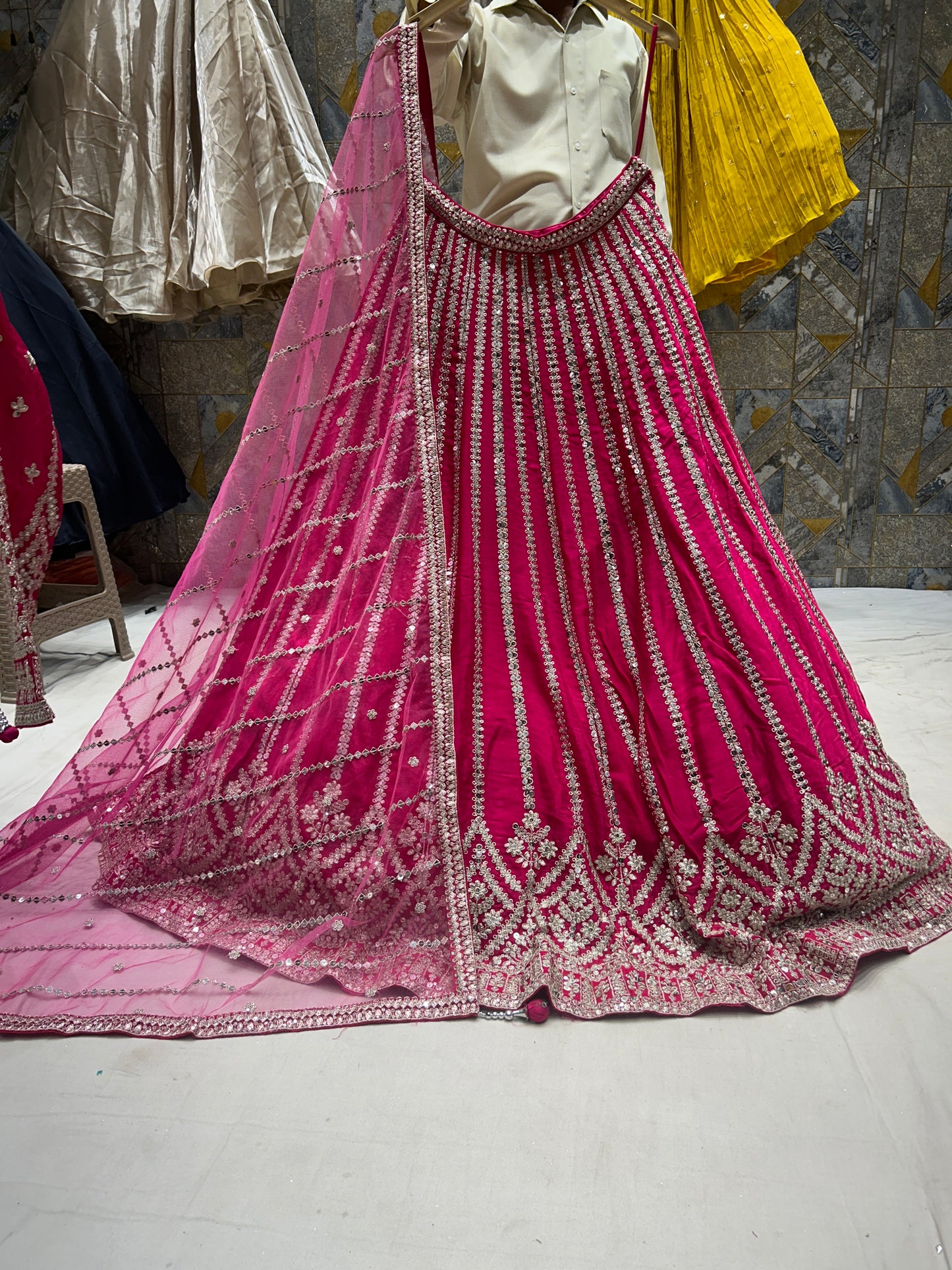 Awesome pink crop top Lehenga