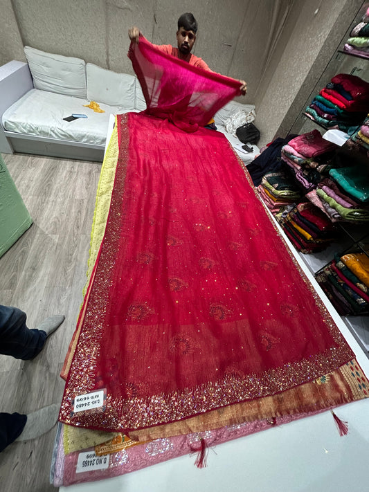 Gorgeous dazzling red saree