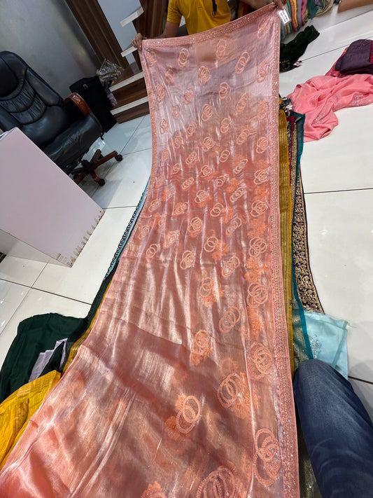 Peach pink elegant saree