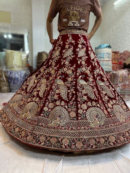 Amazing maroon peacock bridal lehenga