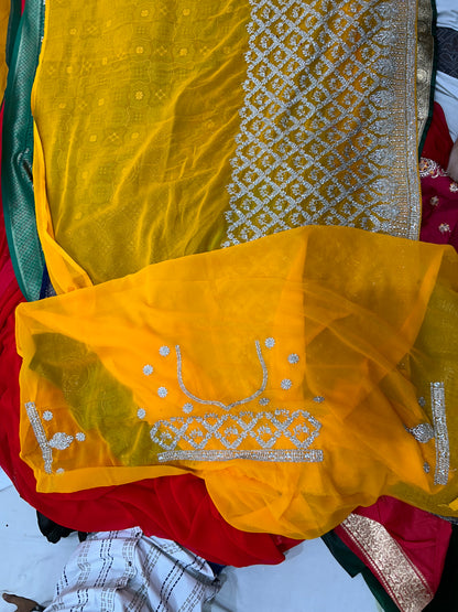 Yellow haldi mehendi Saree