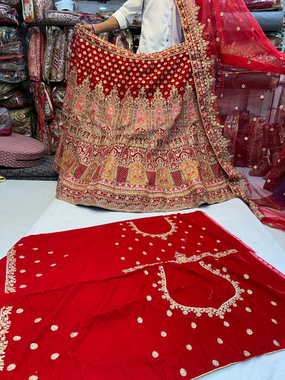 Red bridal lehenga