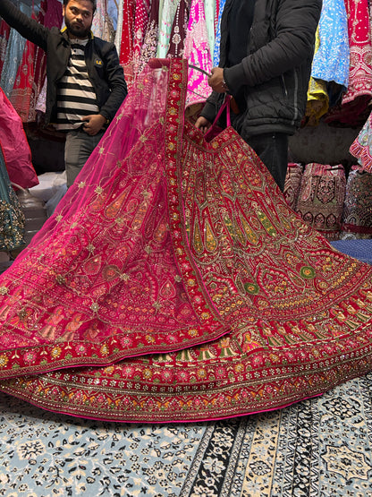 Fair red bridal lehenga