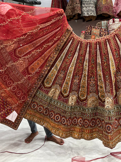 Designer bridal maroon lehenga