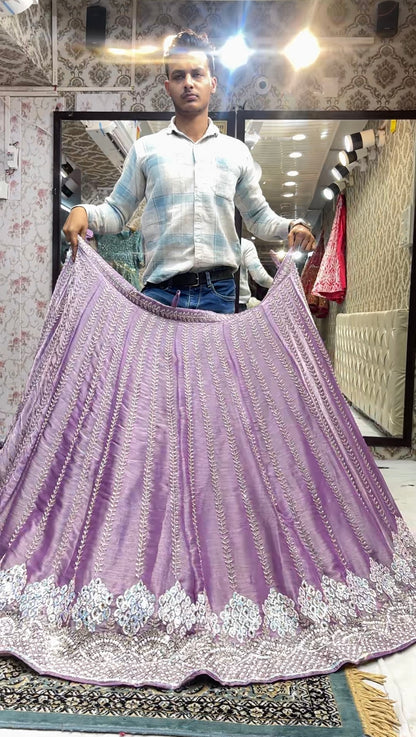 Pretty violet pink handwork lehenga