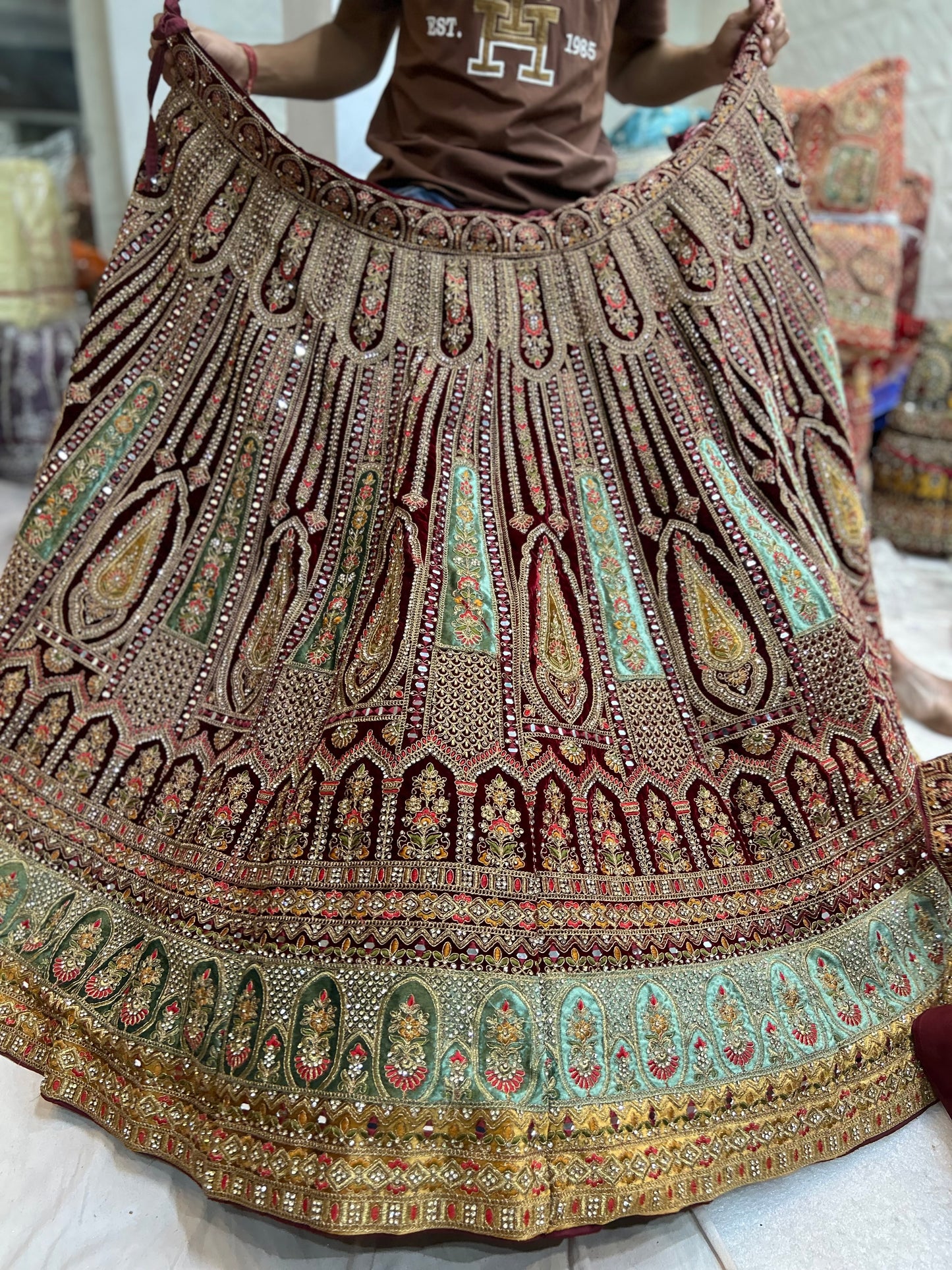 Fair maroon bridal lehenga