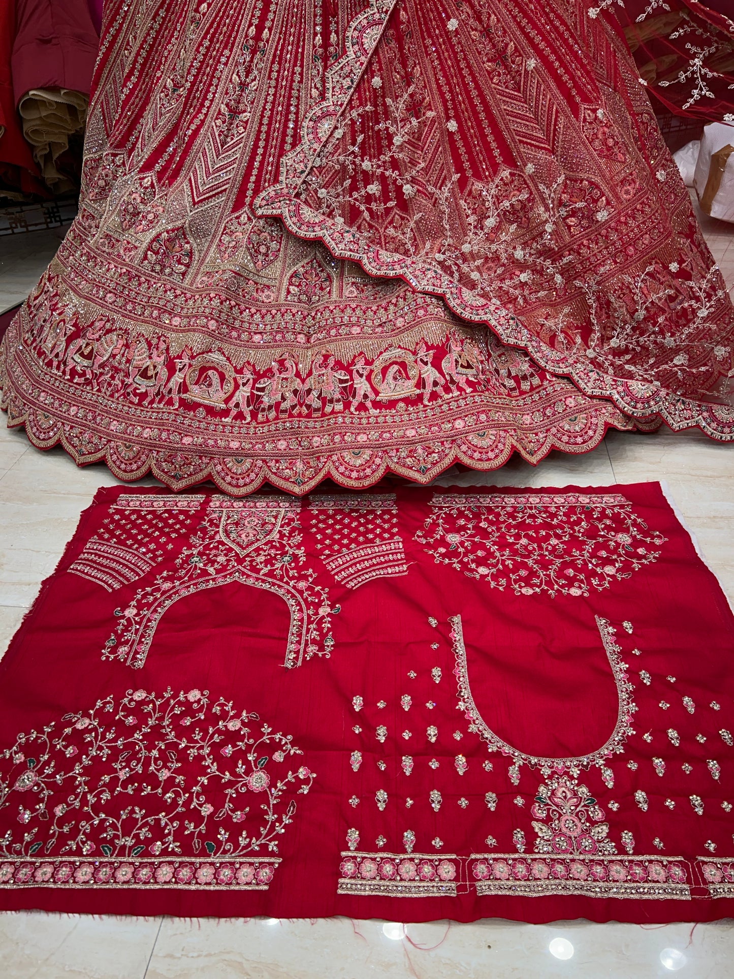 Good looking red bridal lehenga