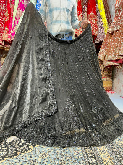 Tremendous black sequence handwork lehenga