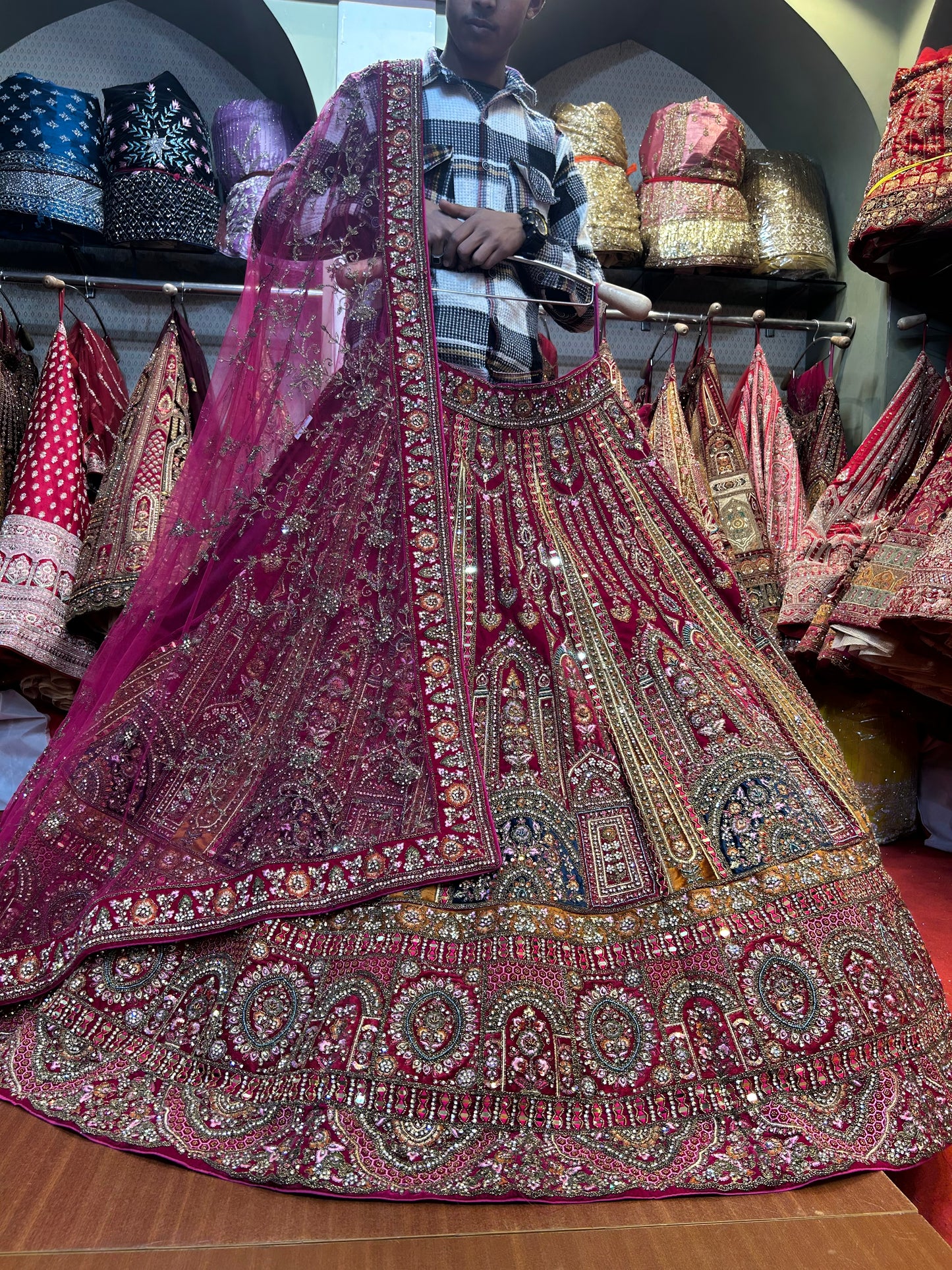 Something different pink heavy bridal Lehenga