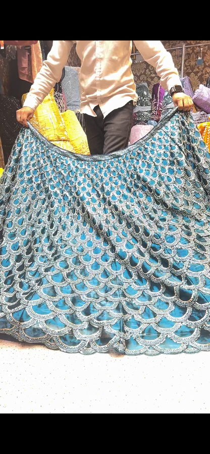 Peacock feather Beautiful Blue Lehenga