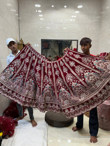 Maroon peacock bridal lehenga