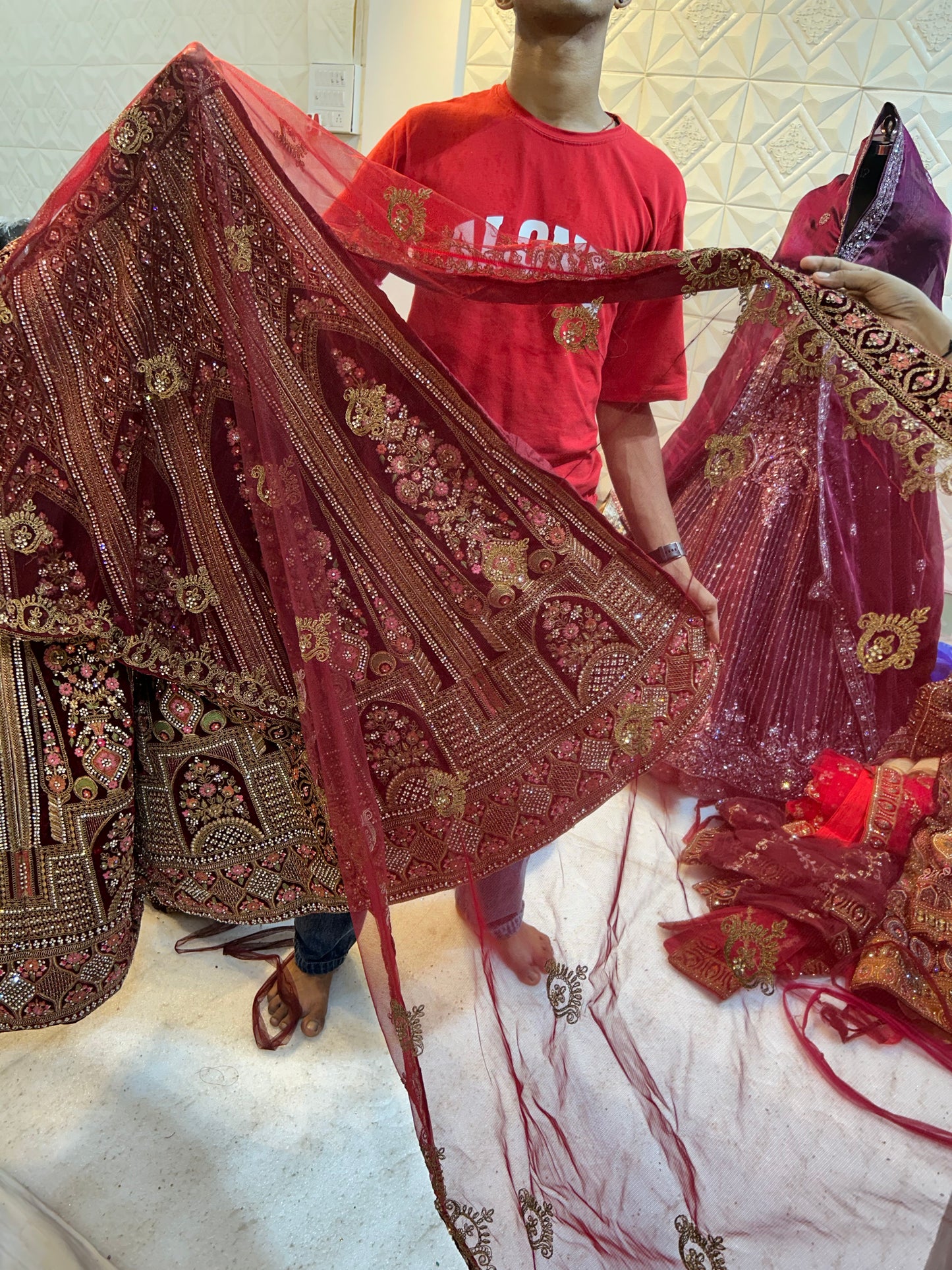 Good looking maroon bridal Lehenga