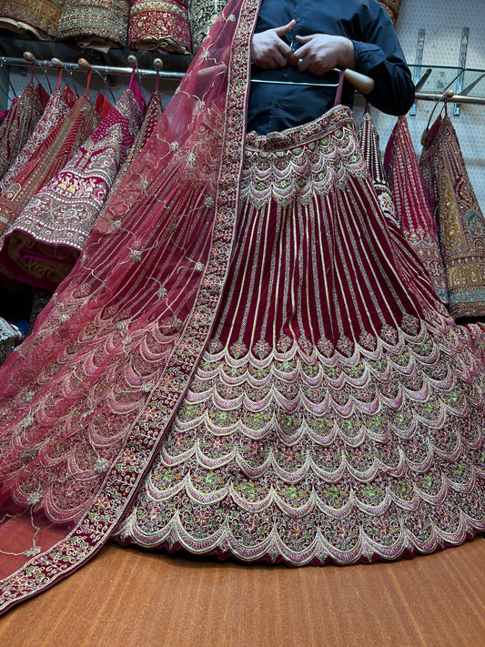 Astonishing maroon bridal Lehenga