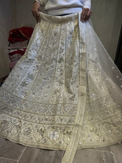 Fantastic white golden lehenga