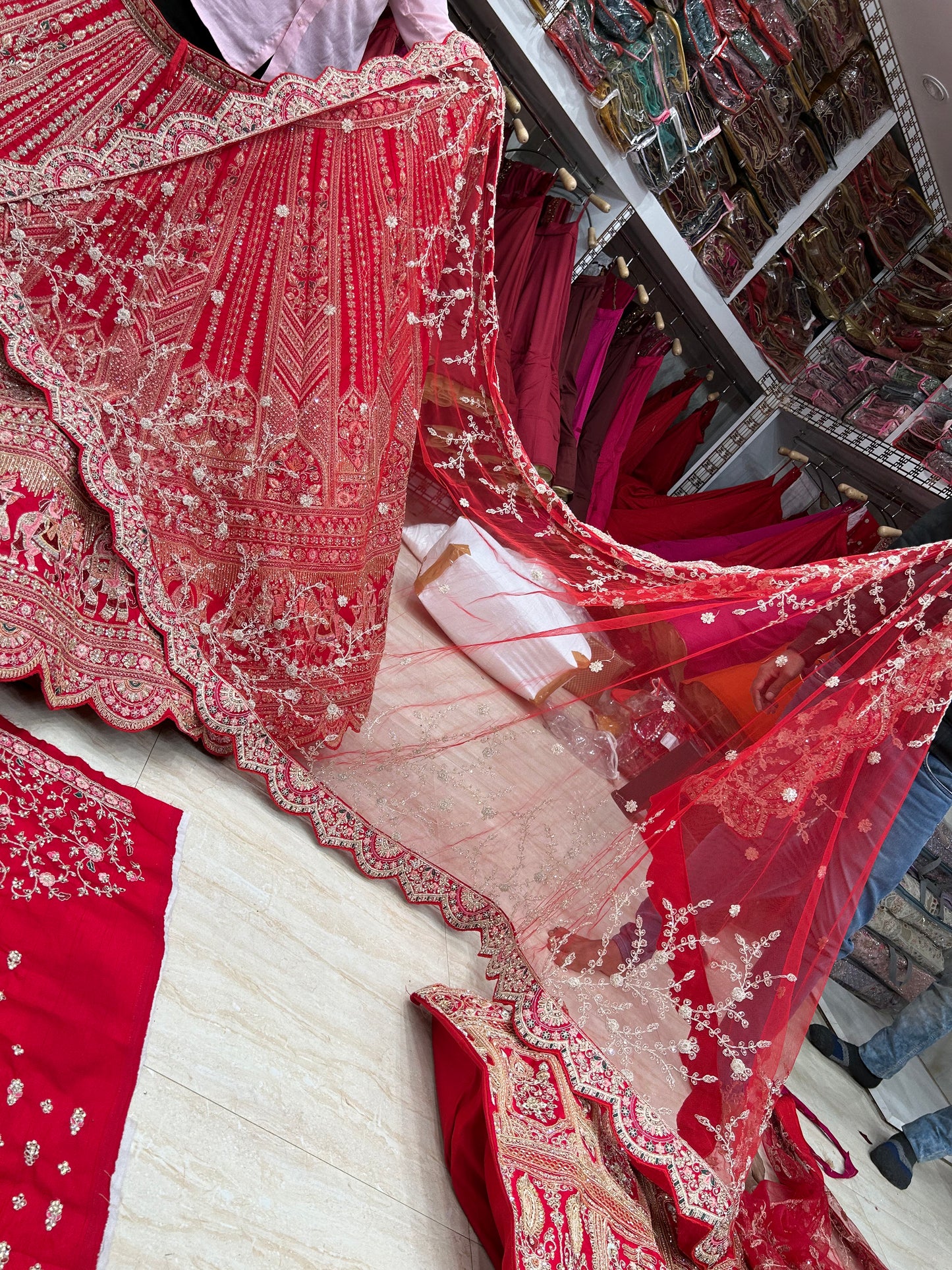 Good looking red bridal lehenga