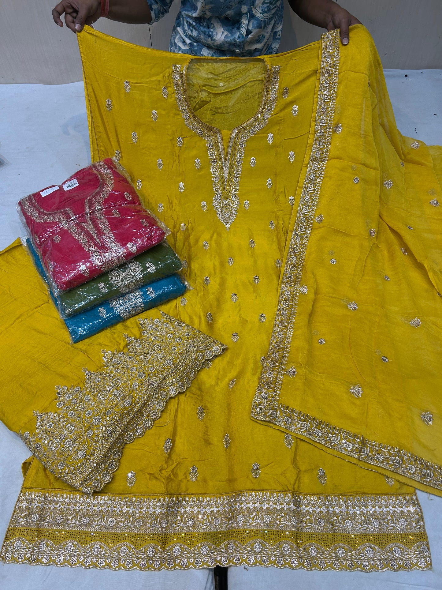 Yellow haldi mehendi ladies suit