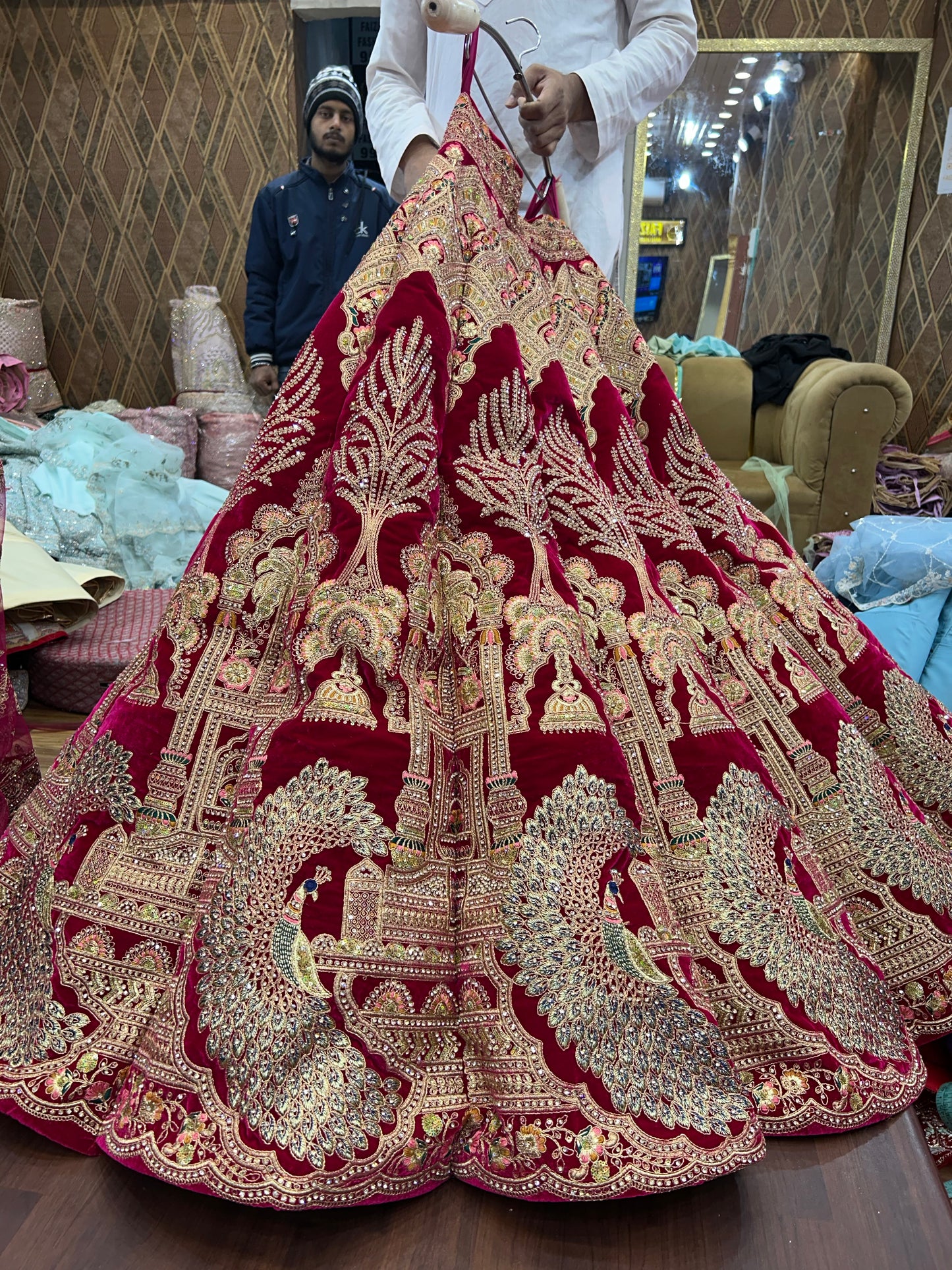 Lovely red peacock ball bridal lehenga