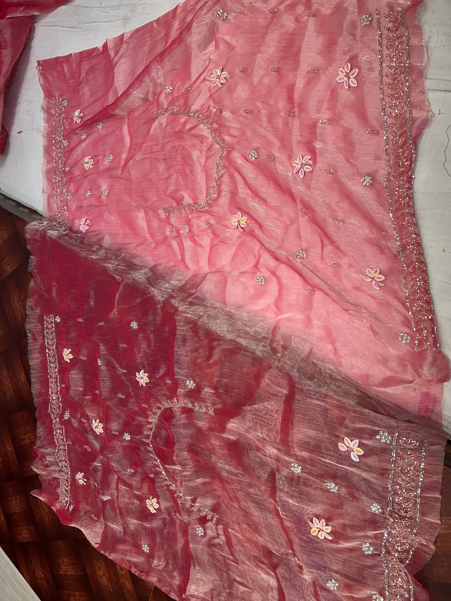 Amazing peach pink sequence handwork lehenga