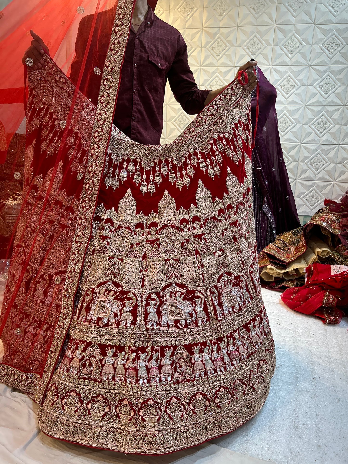 Doli barat red bridal Lehenga