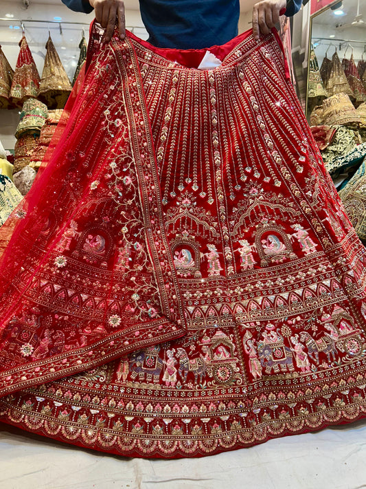 Stunning red doli barat bridal lehenga