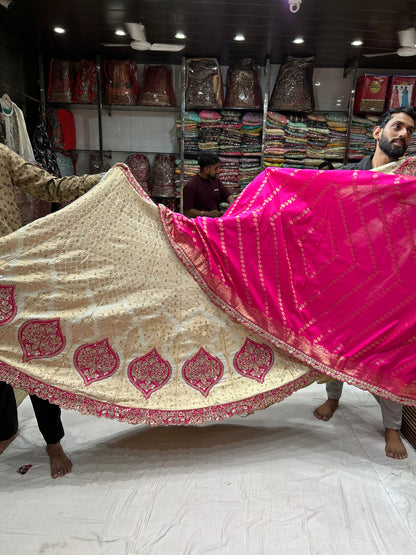 Fabulous white Pink Contrast Lehenga