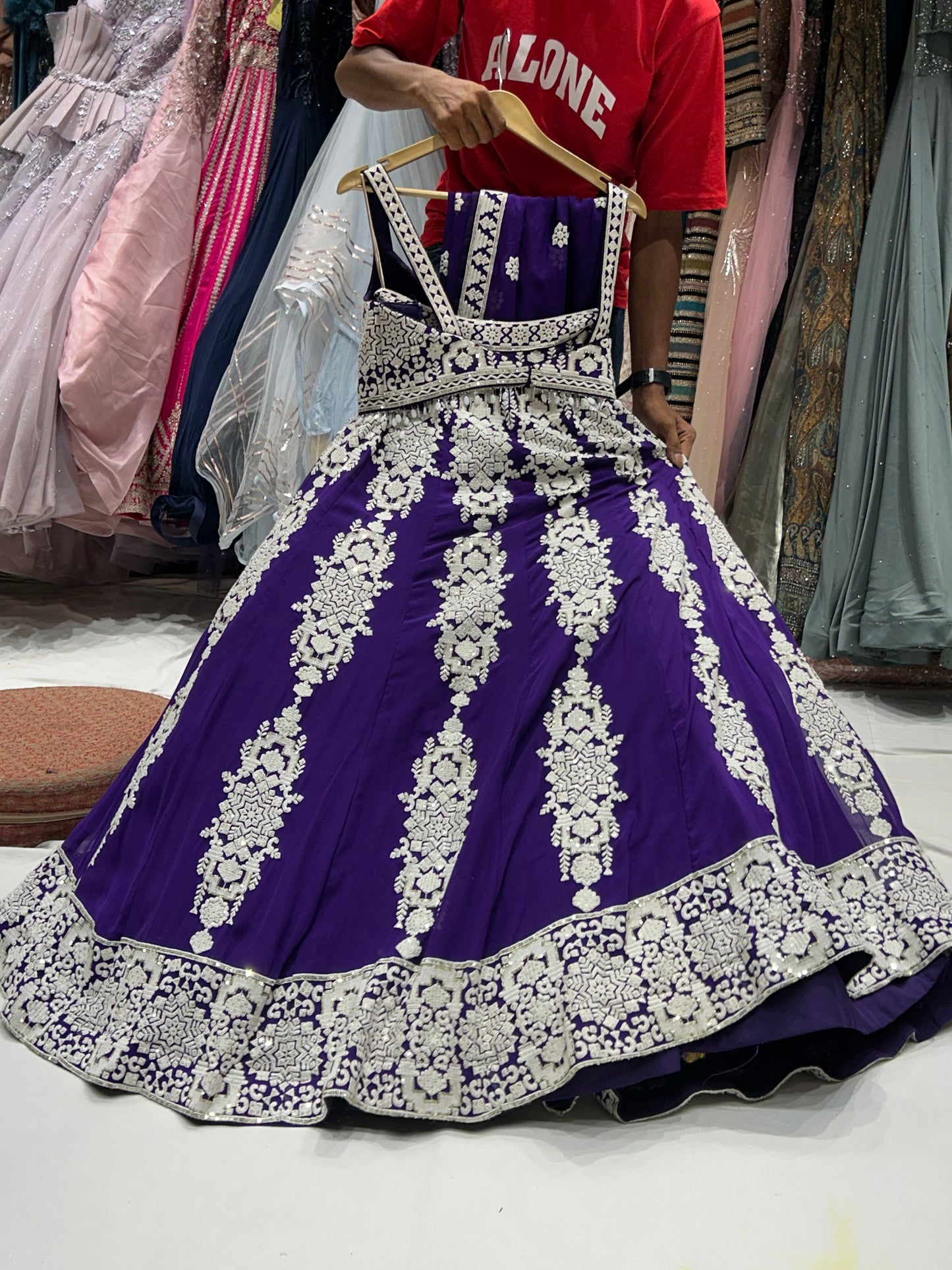 Awesome purple crop top lehenga