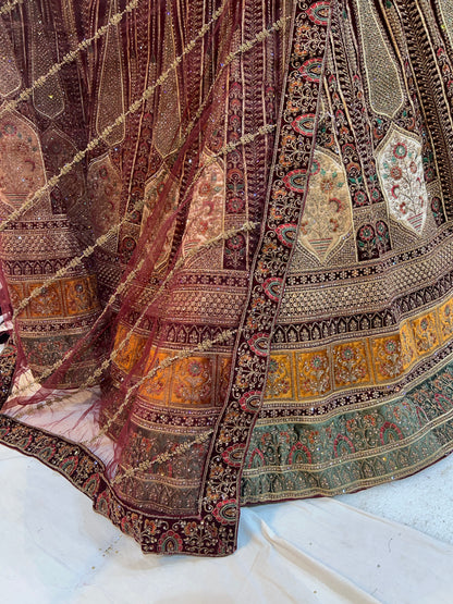 Heavy maroon bridal Lehenga